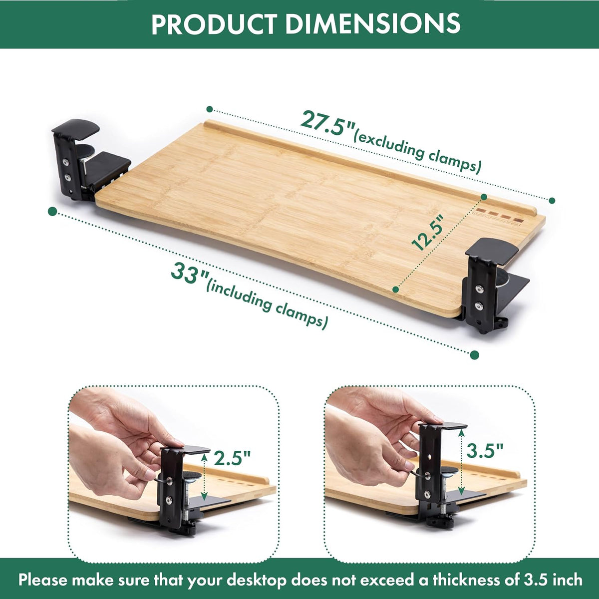 D'vine Dev Keyboard Tray Under Desk with Wrist Rest, Bamboo Wood Keyboard...