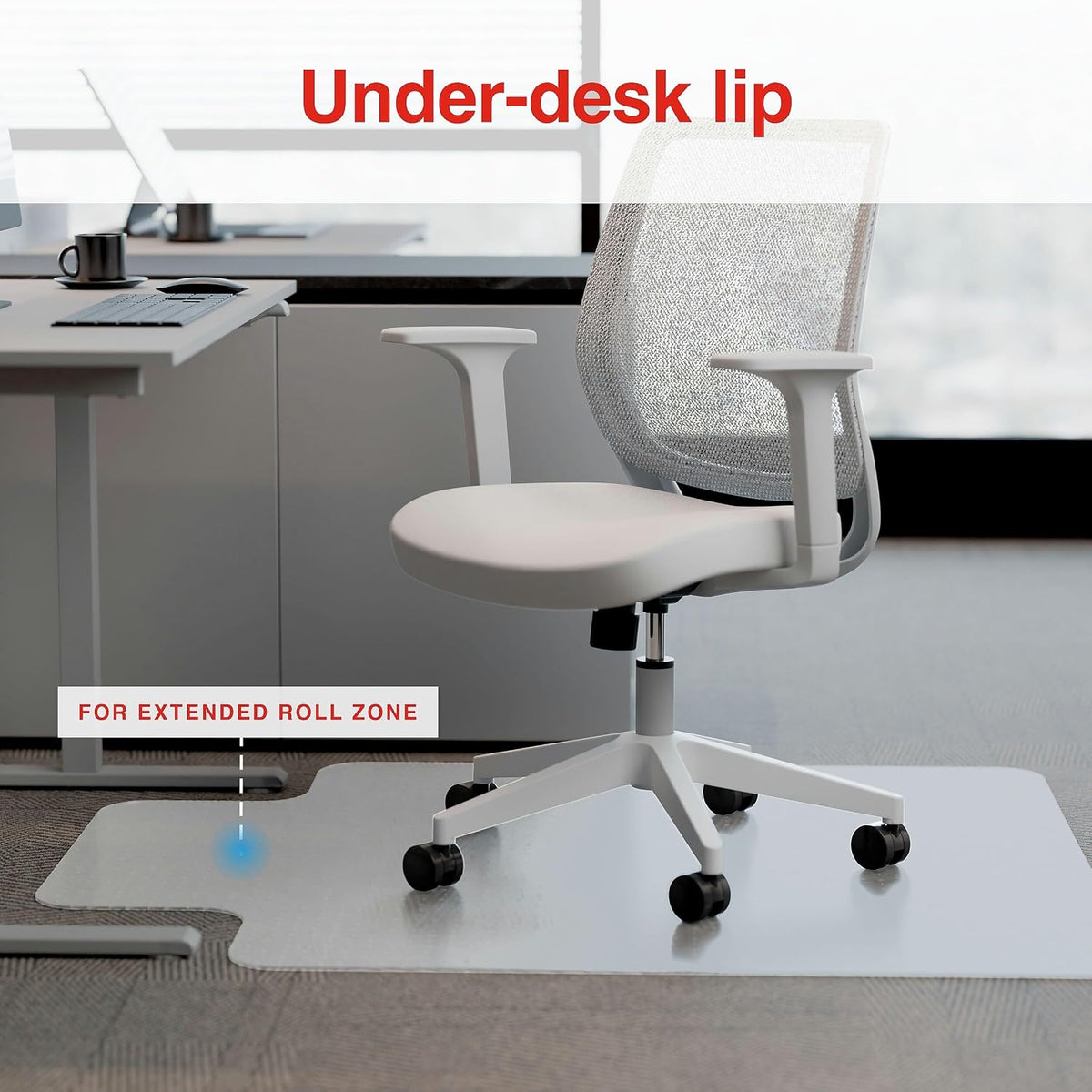 Staples Office Chair Mat with Lip, Flat-Pile Carpet, 45" x 53"