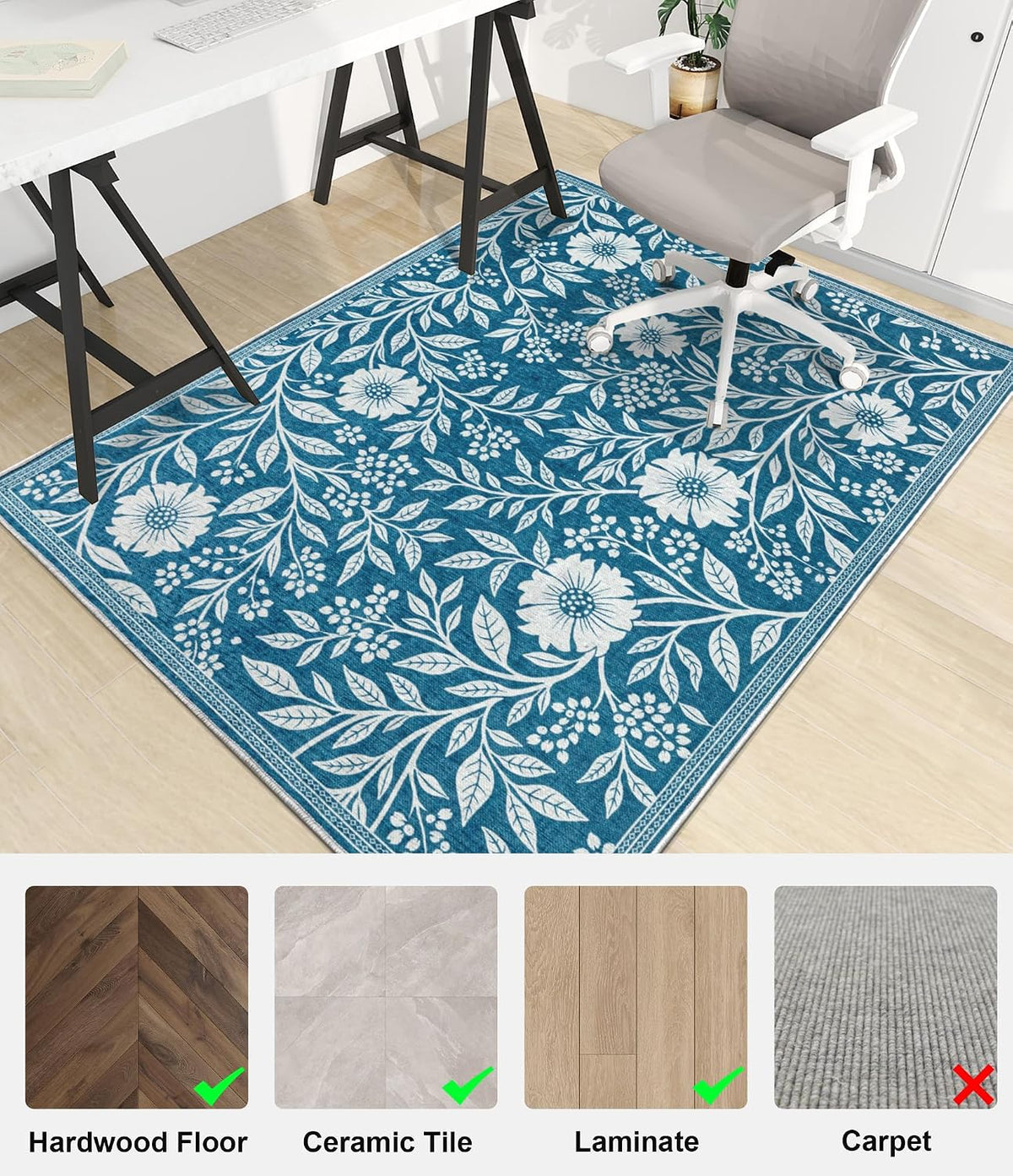 chakme Office Chair Mat for Hardwood Floor, 48"x36" Easy Glide Comp...