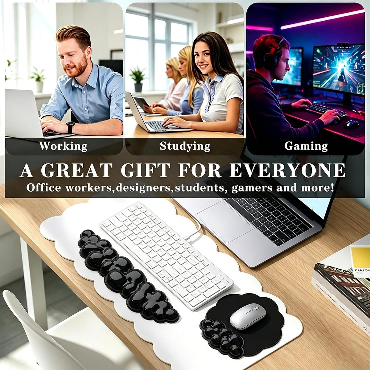 Gel Wrist Rest and Cloud Mouse Pad, for Keyboards and Mice - Ergonomic Pink K...