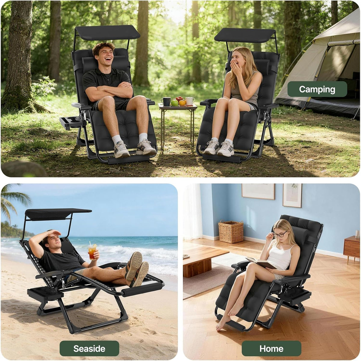 Suteck Zero Gravity Chair with Canopy, 29In XL Oversized Lounge Chairs