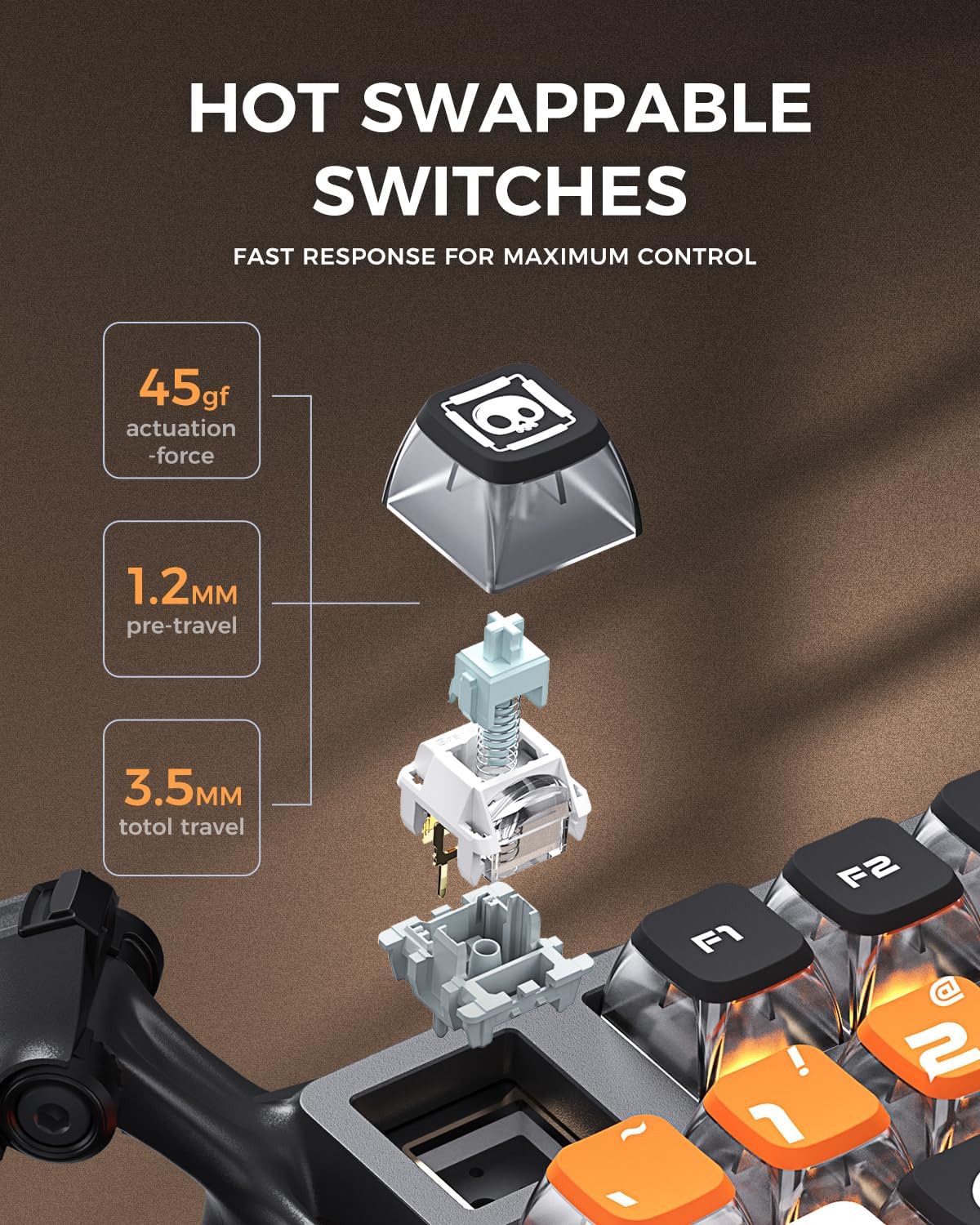 GravaStar Mercury K1 Pro 75% Wireless Mechanical Gaming Keyboard, Hot-Swap
