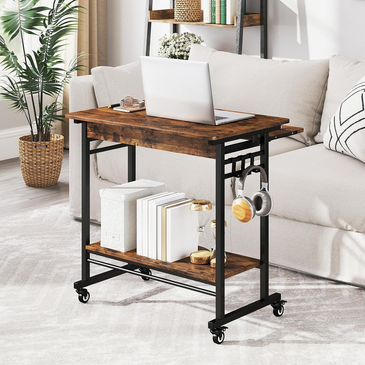 Tangkula Rolling Computer Desk Cart with Keyboard Tray, Mobile Portable Lapto...