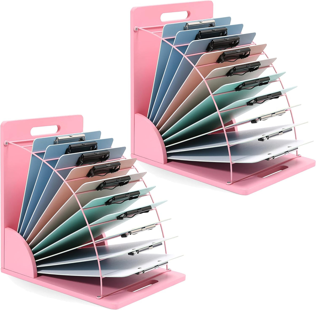 2 Pack Clipboard Holder - 12 Layer Clipboard Storage Rack Wooden Clipboards O...