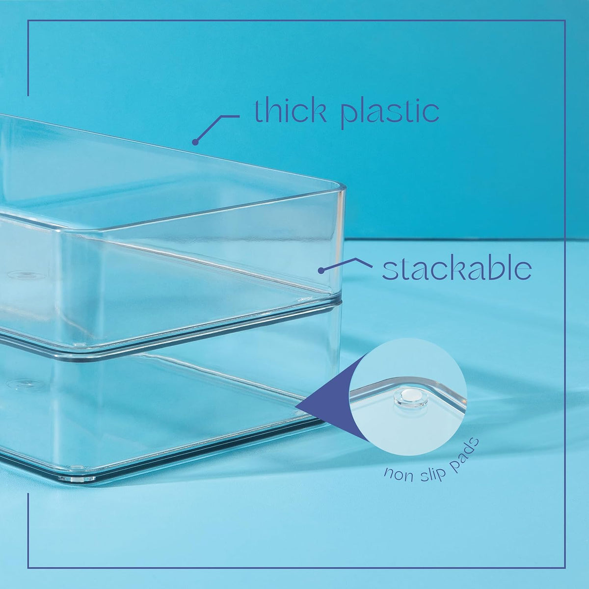 primebox Plastic Clear Drawer Organizers. Bathroom. Kitchen, Bedroom, Utensil...