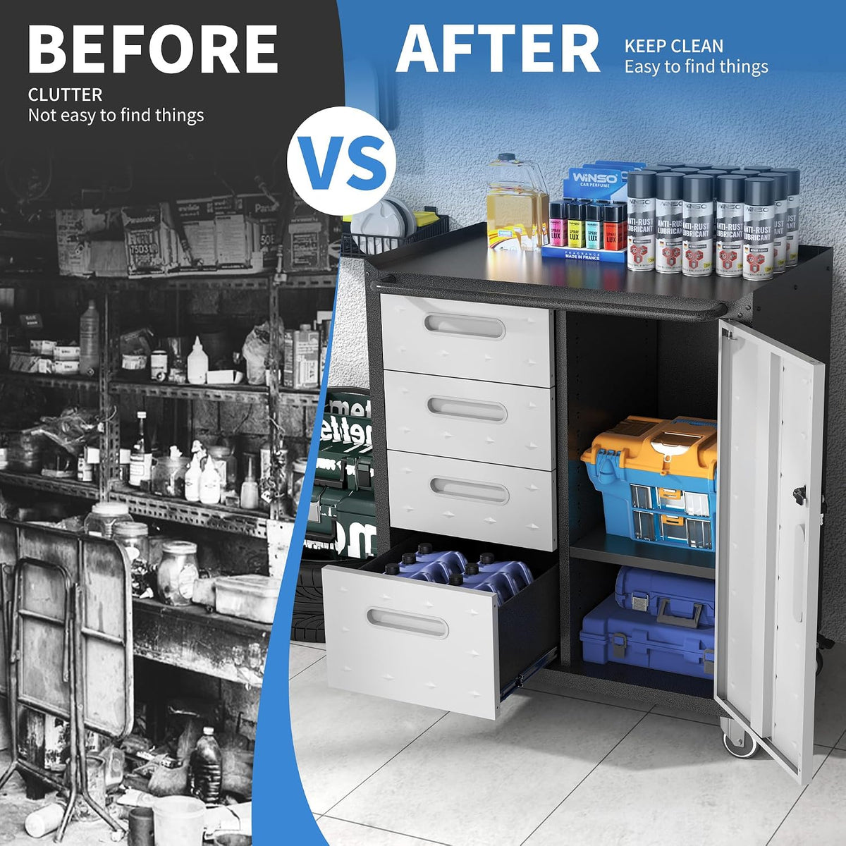 Metal Storage Cabinet for Garage, Tool Cabinet, Utility Cabinet