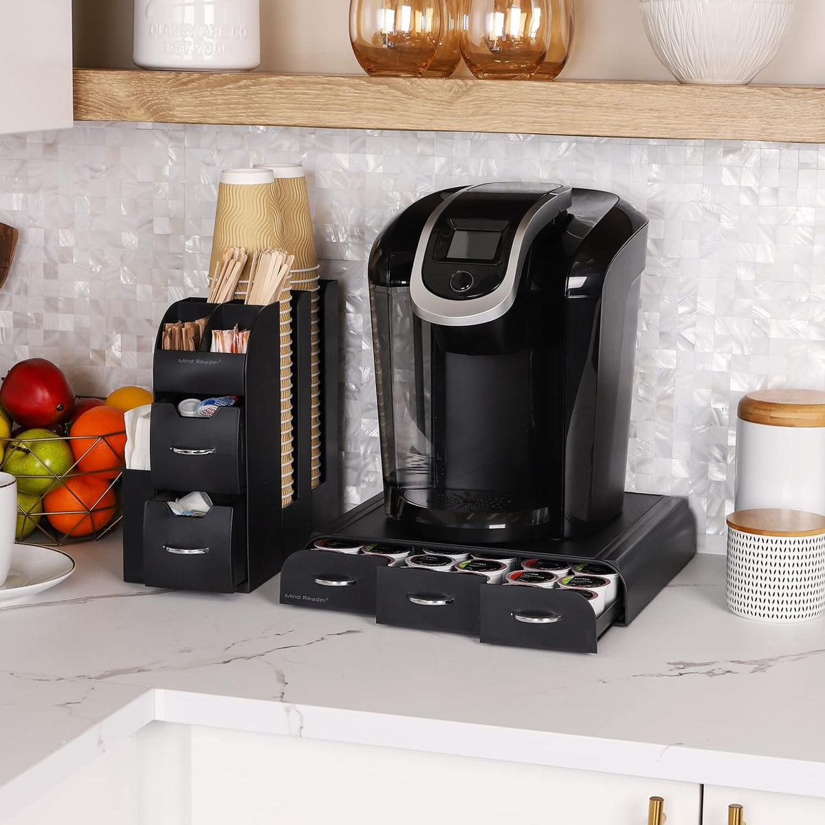 Mind Reader Single Serve Coffee Pod Drawer and Cup Condiment Set, 2 Pcs., 36 ...