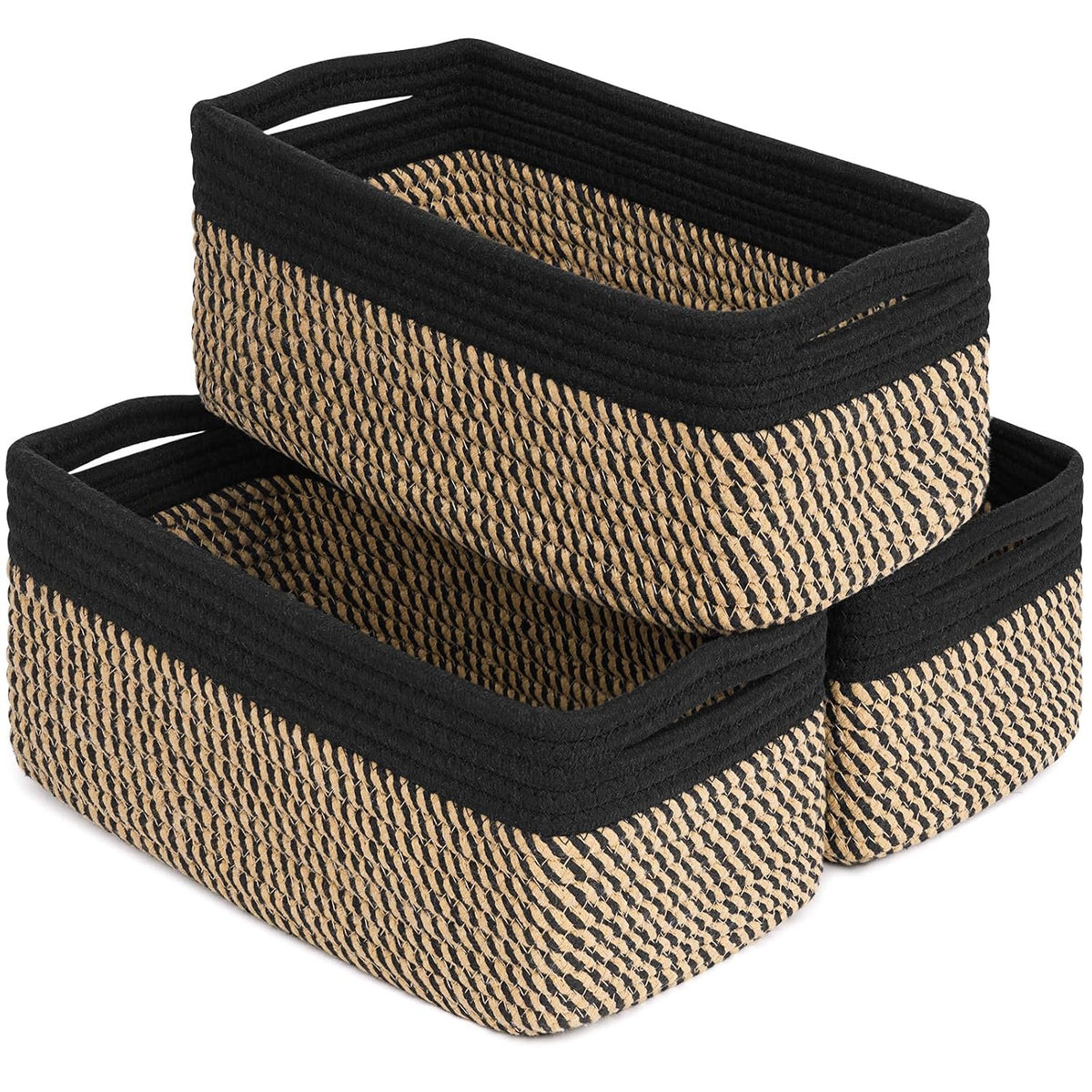 Goodpick 3-Pack Wicker Storage Baskets for Shelves, 13 x 8 x 5 in
