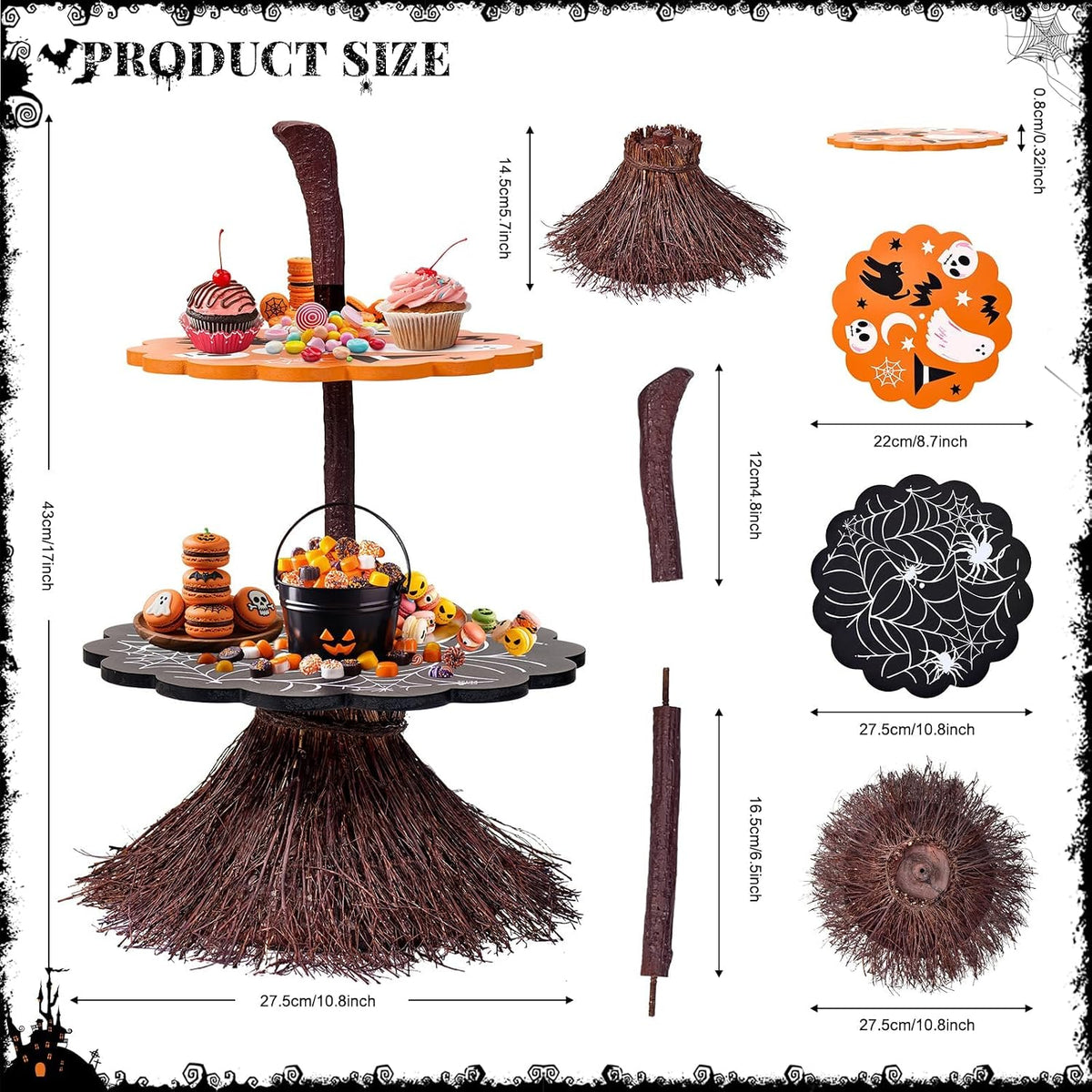 antiai 2 Tier Halloween Cupcake Stand Wooden Cake Desert Stand Party Supplies...
