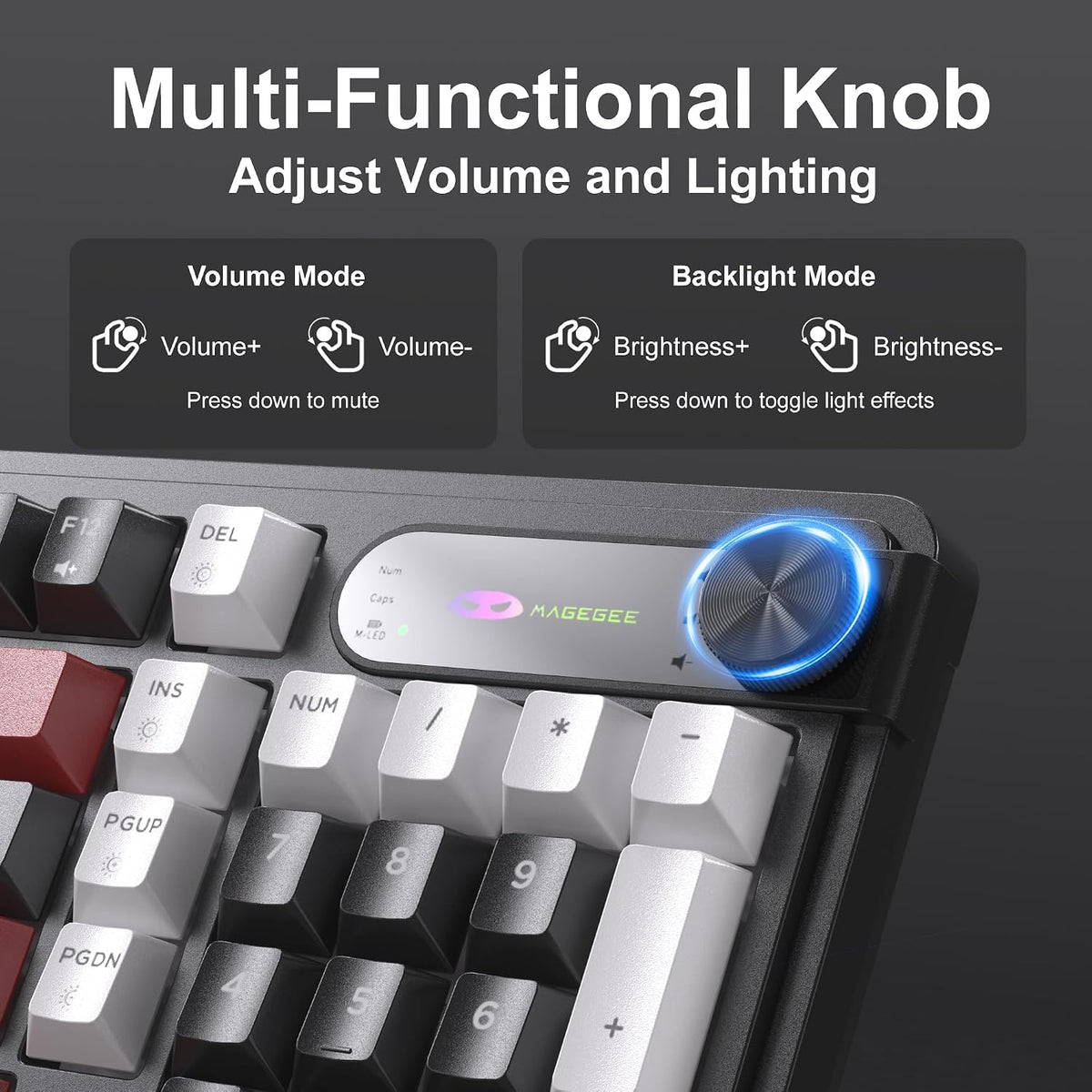 MageGee GK960 Wireless Keyboard, 98 Keys Tri-Mode BT/2.4G/Wired Membrane Gami...
