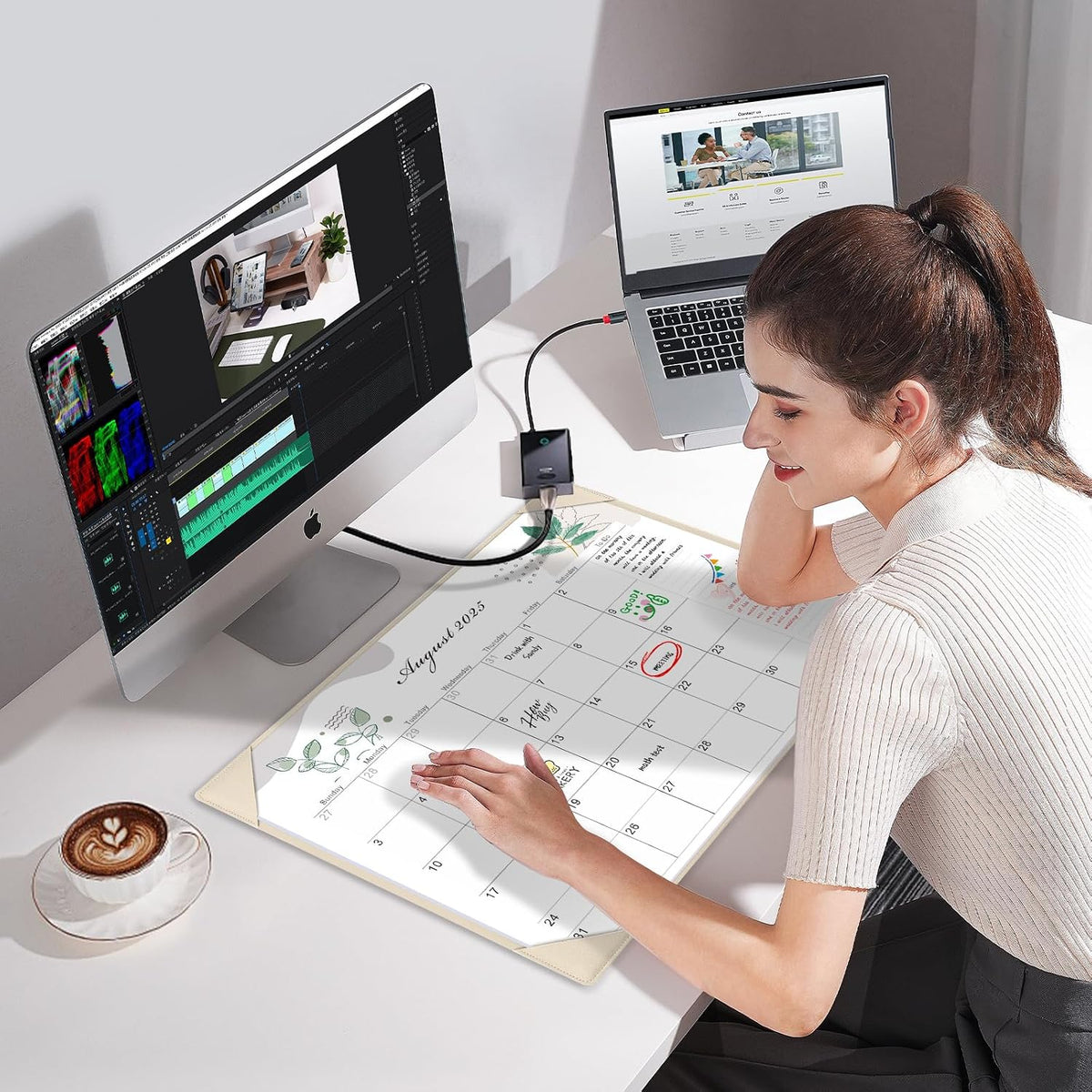 Desk Calendar 2026-2027 with Desktop Mat,22x17'' Large Desktop Pad Ca...