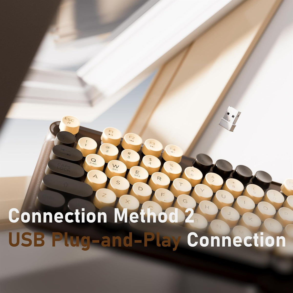 MPTOG Bluetooth Wireless Computer Keyboard (Coffee)