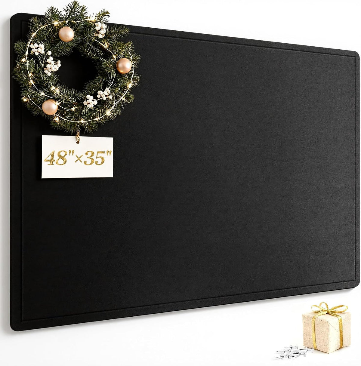 Bulletin Board, 48 X 35 inches Decorative Felt Cork Board Alternative with Pu...