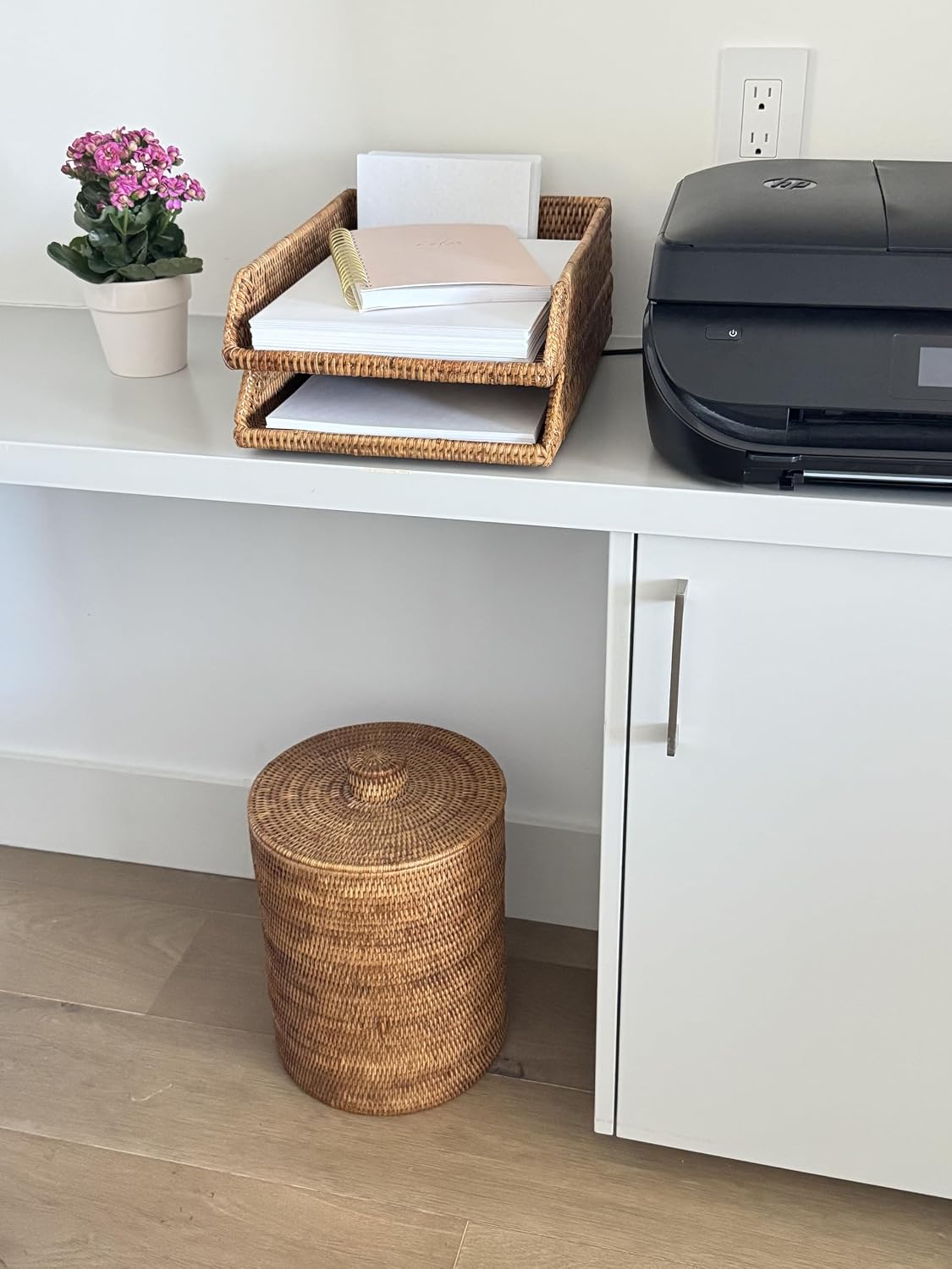 KOUBOO La Jolla Rattan Stackable Letter Tray, Paper Organizer, Honey Brown