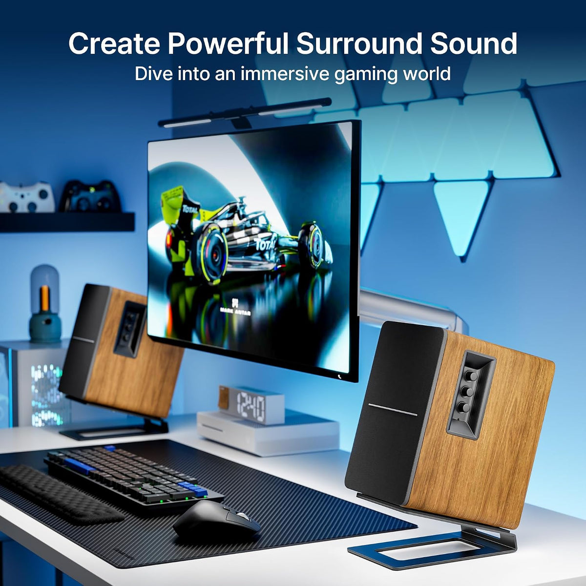 Desk Speaker Stands for Most Bookshelf Speakers, 22 lbs Capacity, 1 Pair