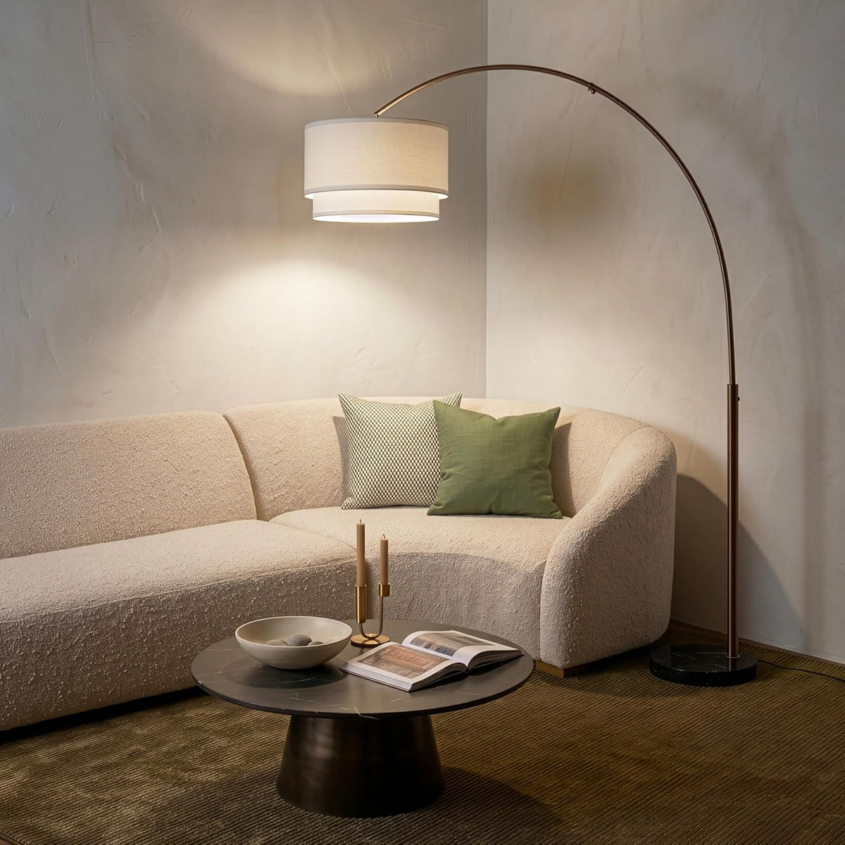 Brightech Mason Arc Floor Lamp - Modern Corner Standing Lamp with Unique Hang...