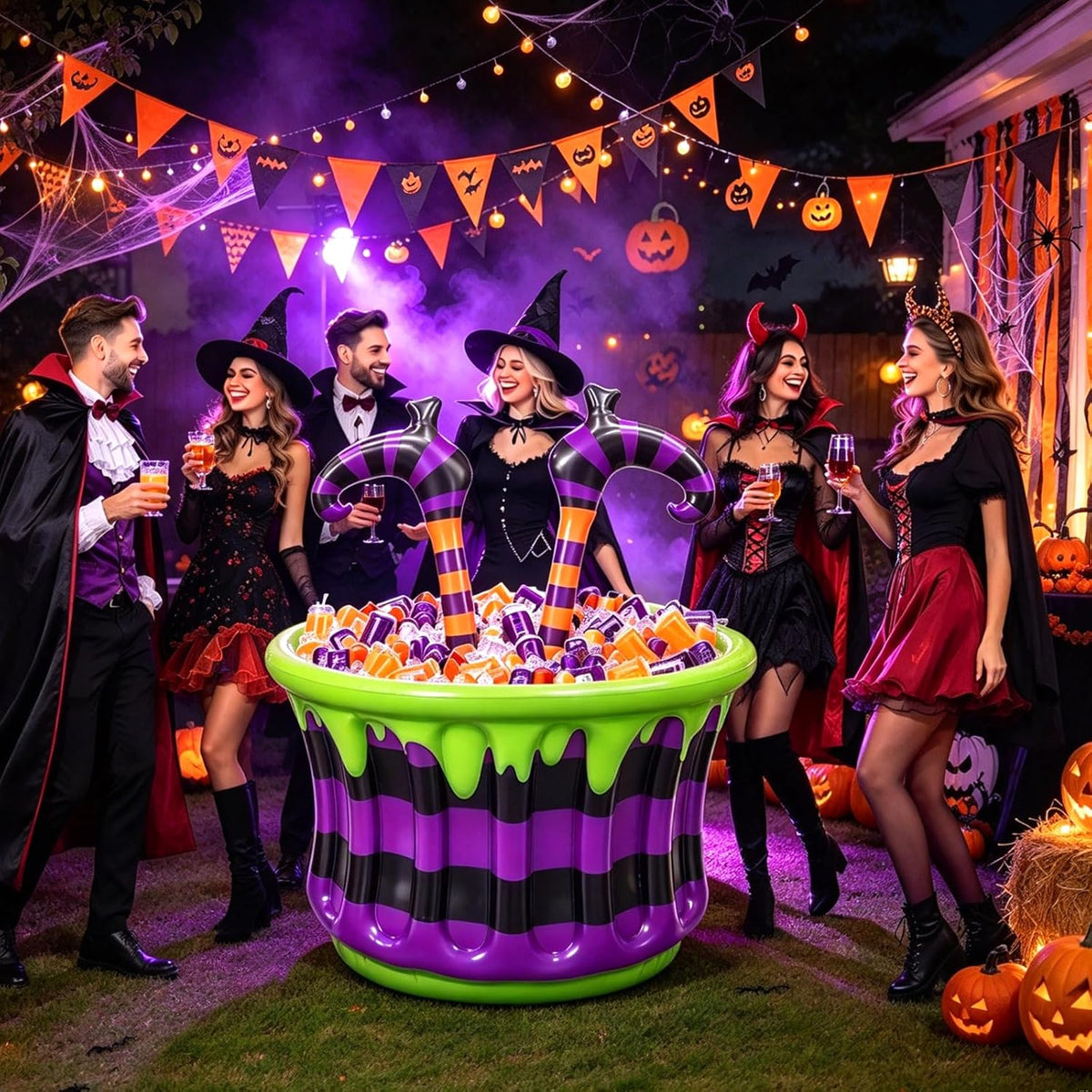 Large Halloween Inflatable Witch Cauldron Cooler Halloween Party Decoration,2...
