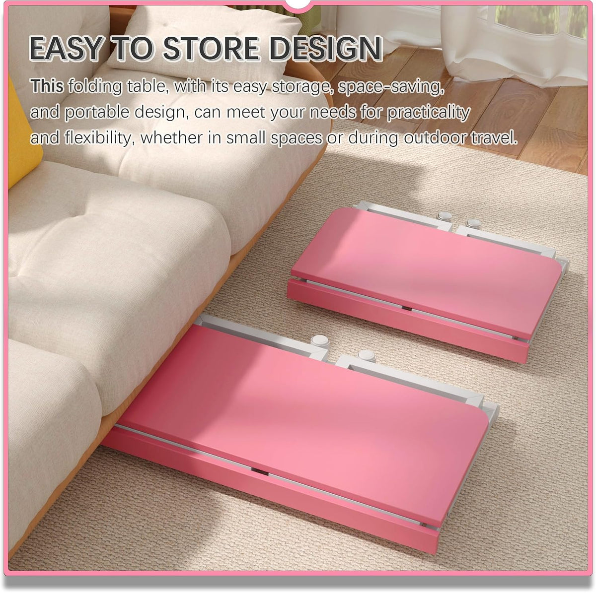 4NM No Tool Assembly 23.6" Small Desk, Folding Portable Desk with Wheels...