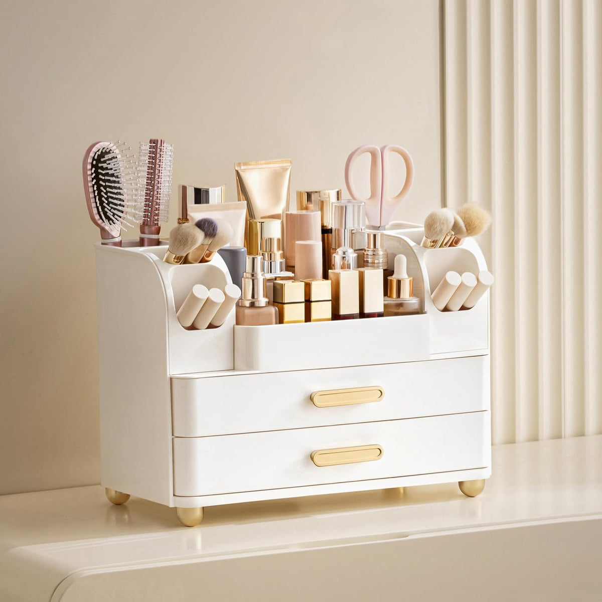 HBlife Makeup Organizer for Vanity with Brush Holder, Large Bathroom Countert...