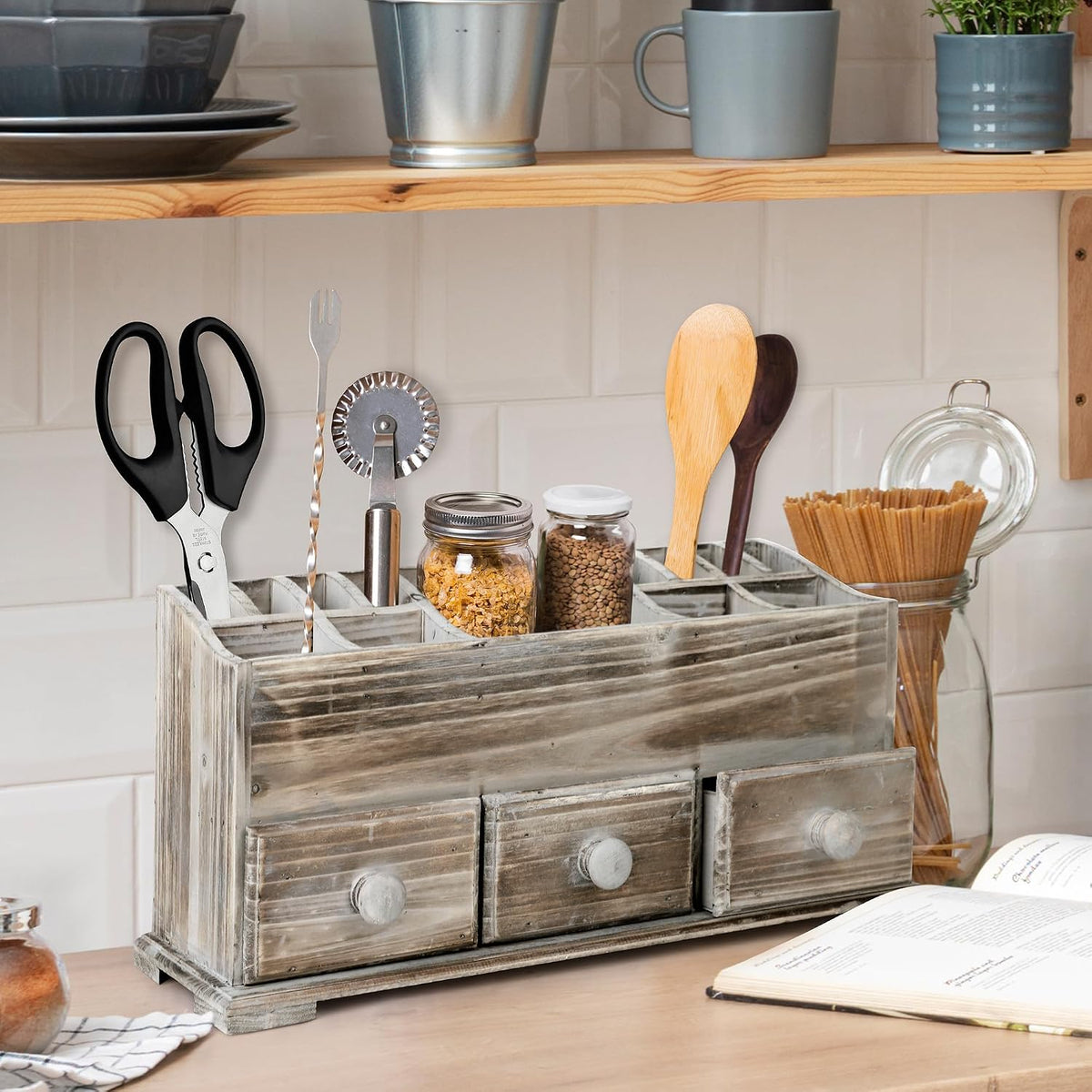 Besti Rustic Vanity Organizer for Cosmetics, Makeup, and Bathroom Accessories...
