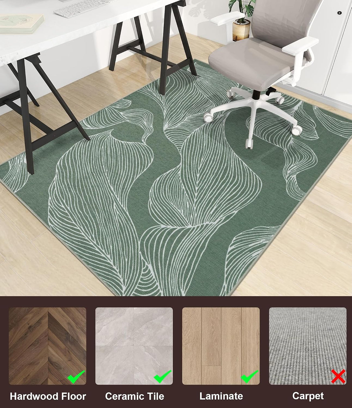 chakme Office Chair Mat for Hardwood Floor, 48"x36" Easy Glide Comp...