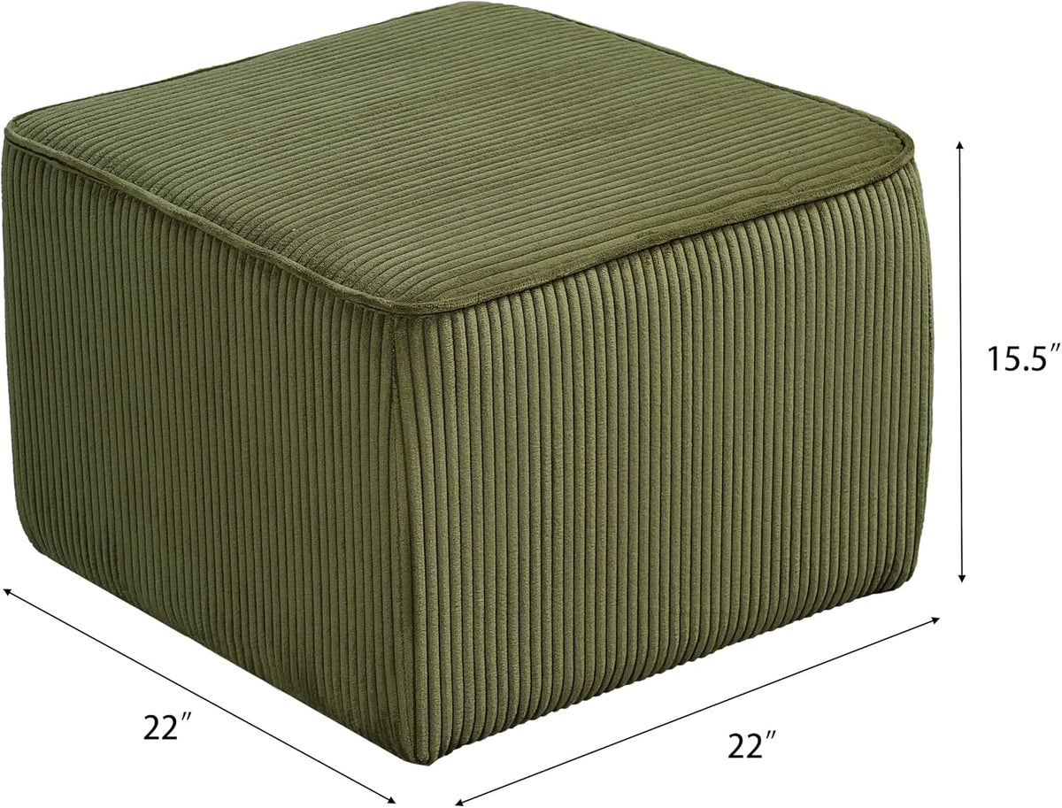 Christopher Knight Home Isa Corduroy Pouf Ottoman Foot Rest, Square Fabric Po...