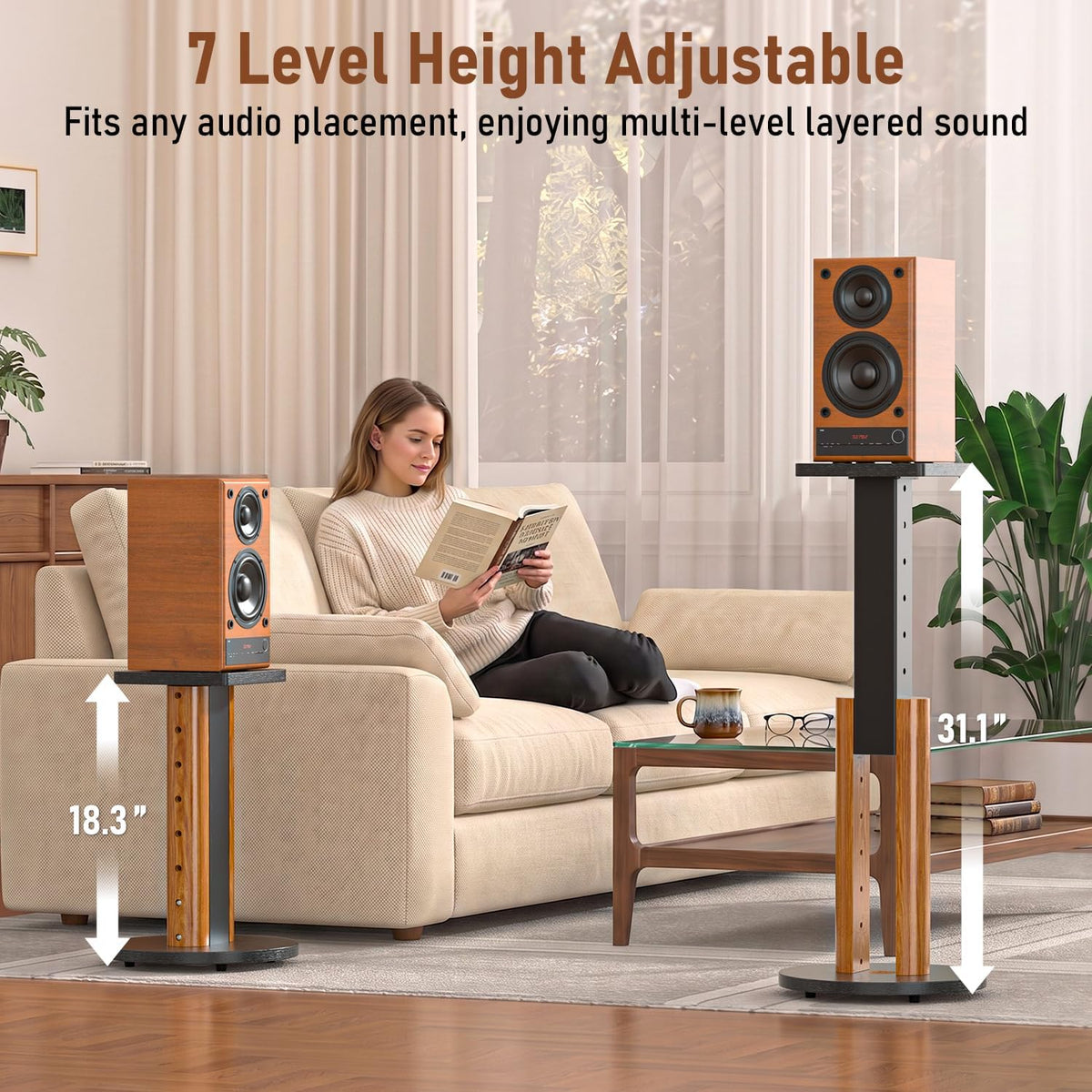 Universal Speaker Stands Pair for Bookshelf Studio Monitor Home Speakers
