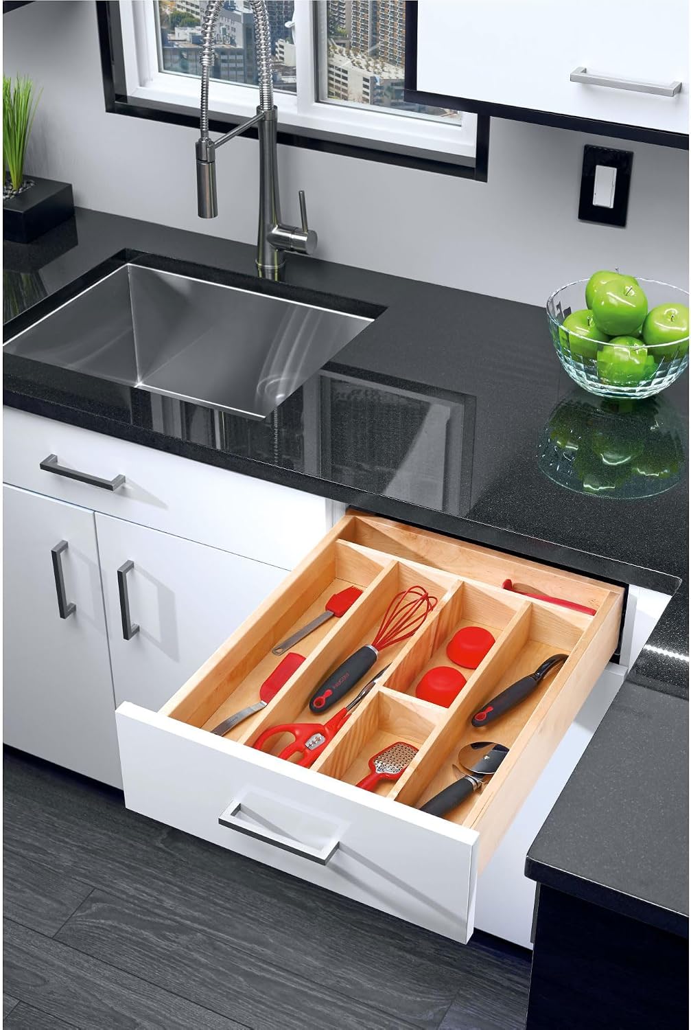 Rev-A-Shelf Trim-to-Custom-Fit Silverware Drawer Organizer For Kitchen Utensi...