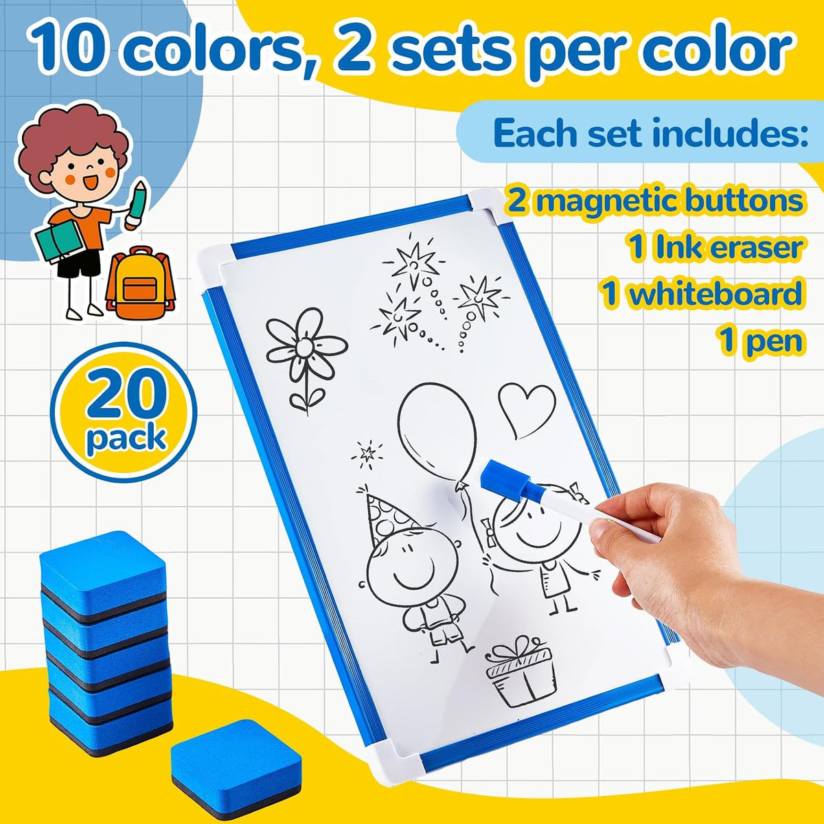 20 Pack 8'' x 12'' Hanging Magnetic Dry Erase Board Small Dry...