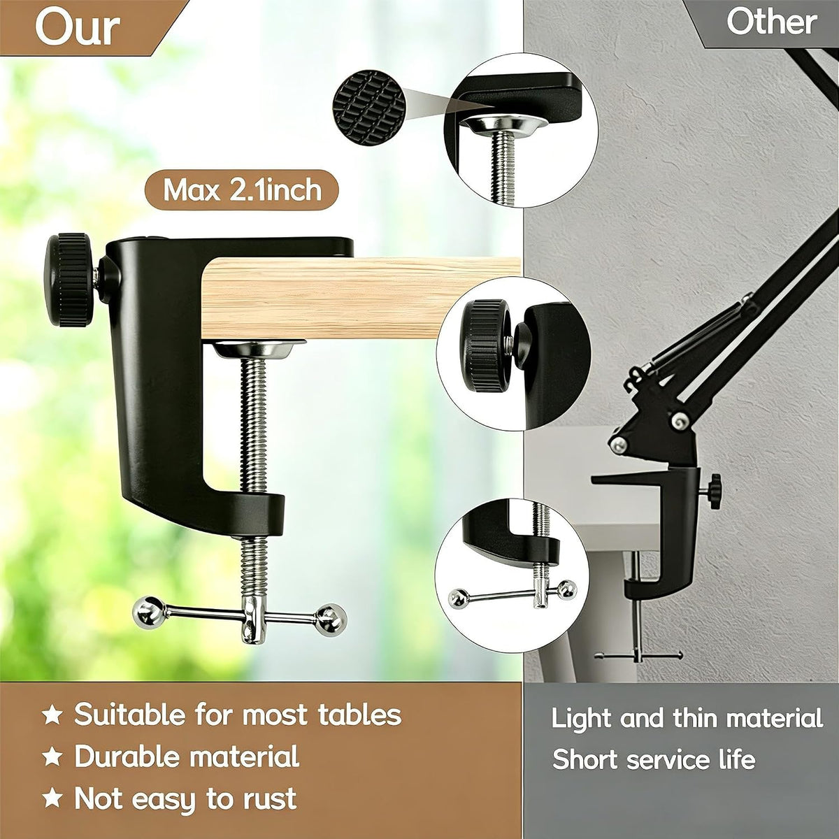 10X Magnifying Glass with Light and Clamp, Magnifier with Light Hands Free3 C...