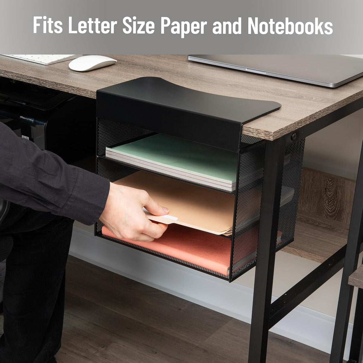 Mind Reader Slide-On Under Desk File Organizer, No Tools Required, Hanging St...