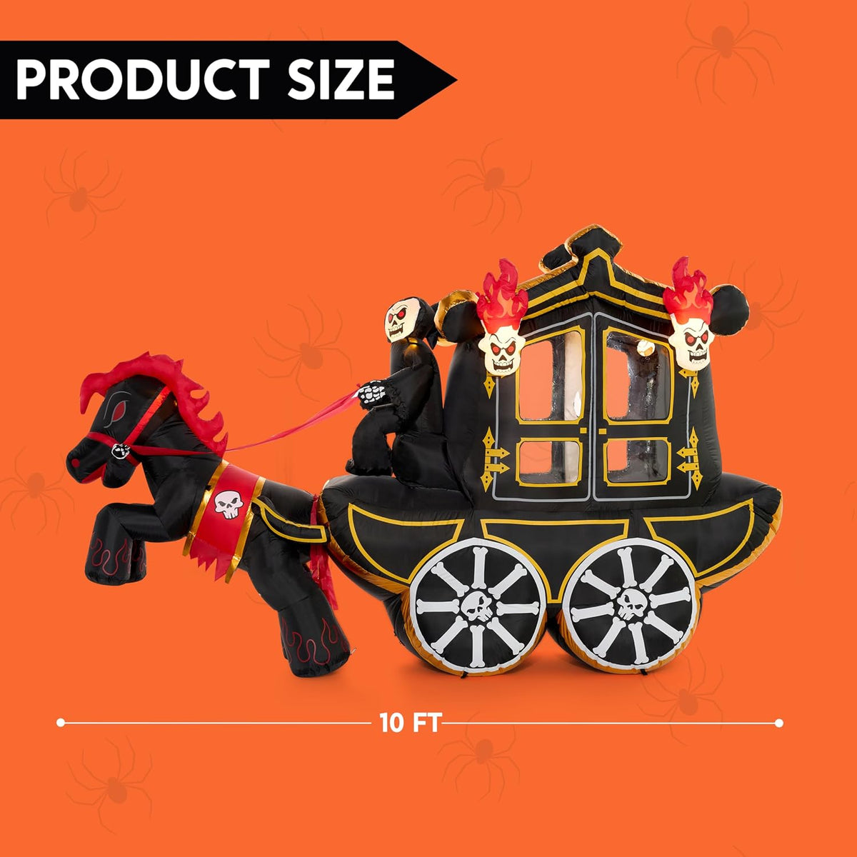 Joiedomi 10 Ft Long Halloween Inflatables Carriage Outdoor Decorations with H...