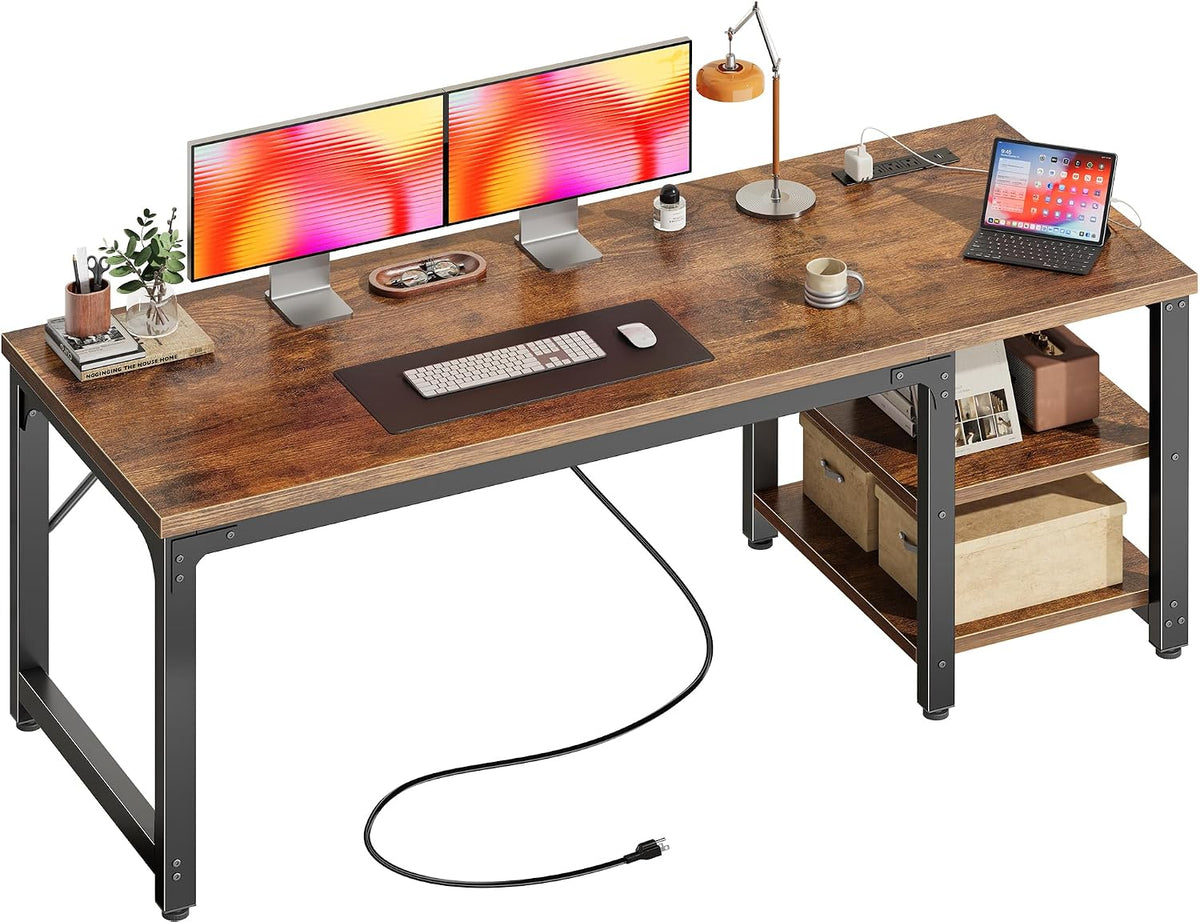 Huuger 55'' x 19.7'' Computer Desk with Power Outlets, 0.95
