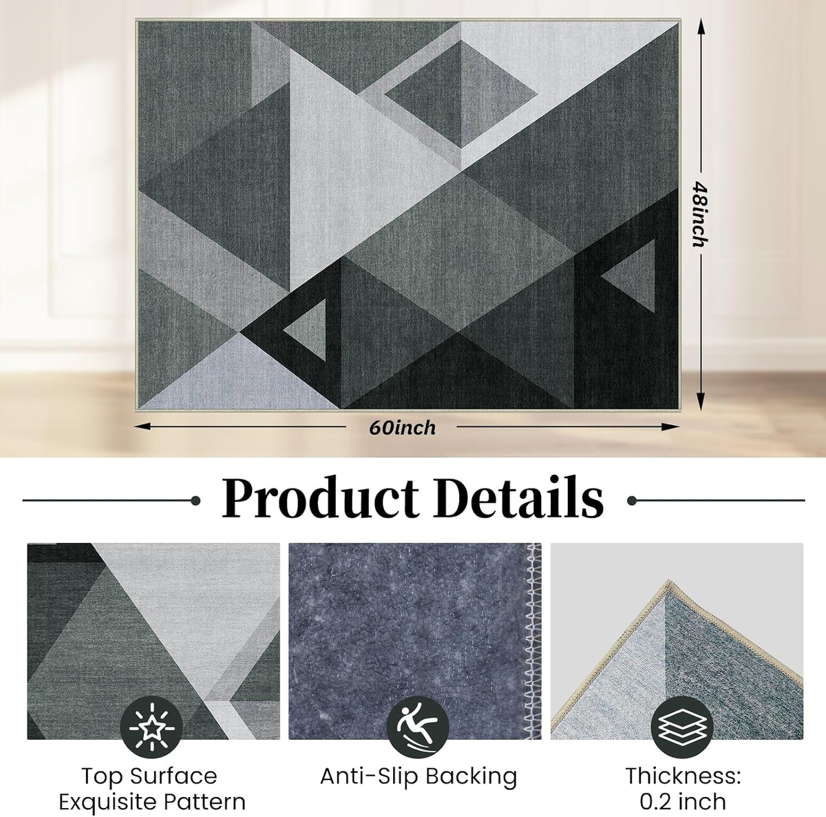 Office Chair Mat for Hardwood Floor & Tile Floor,48"X 60"-Triangle