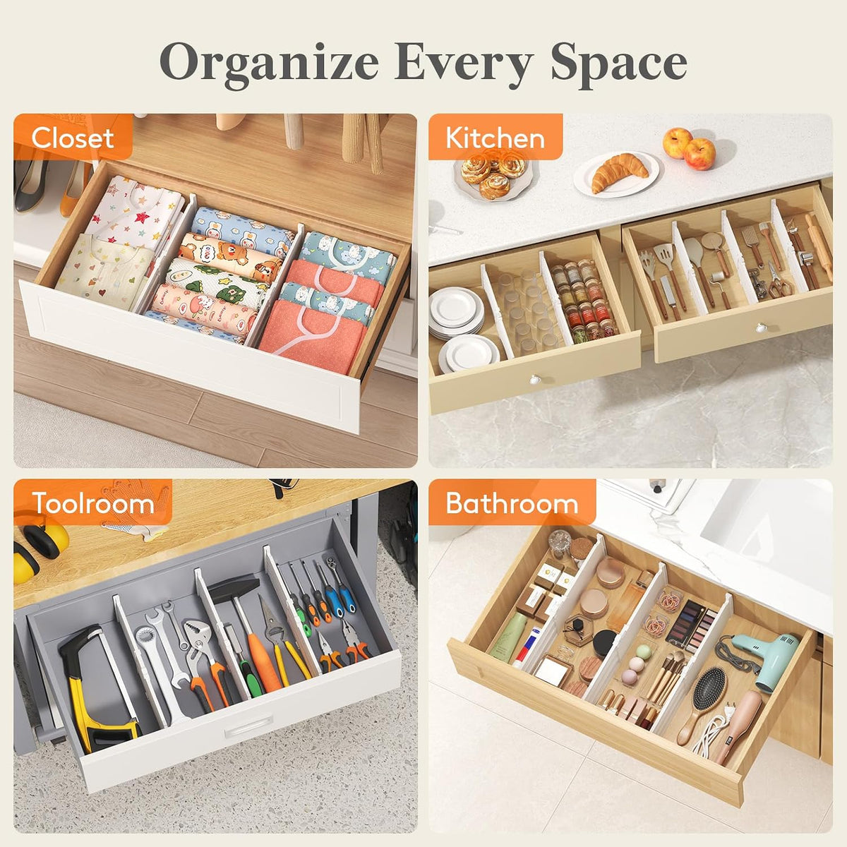 Lifewit 5" Tall Drawer Dividers, Adjustable Deep Drawer Organizer Clothes