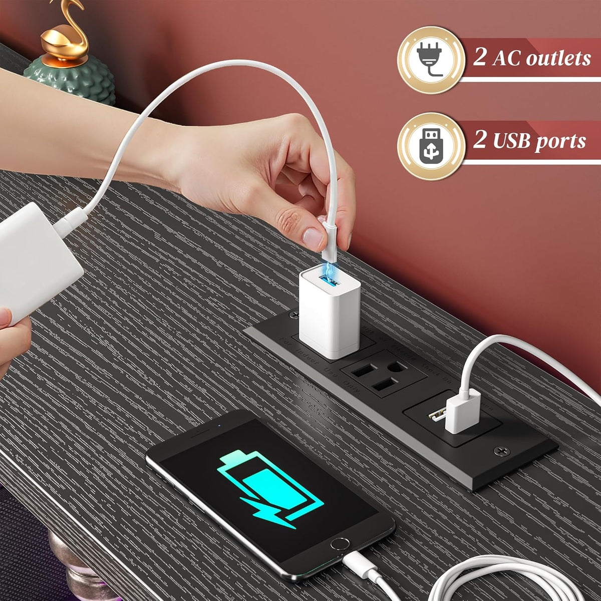 Romorgniz 8-Drawer Dresser with Charging Station & LED, Storage Organizer