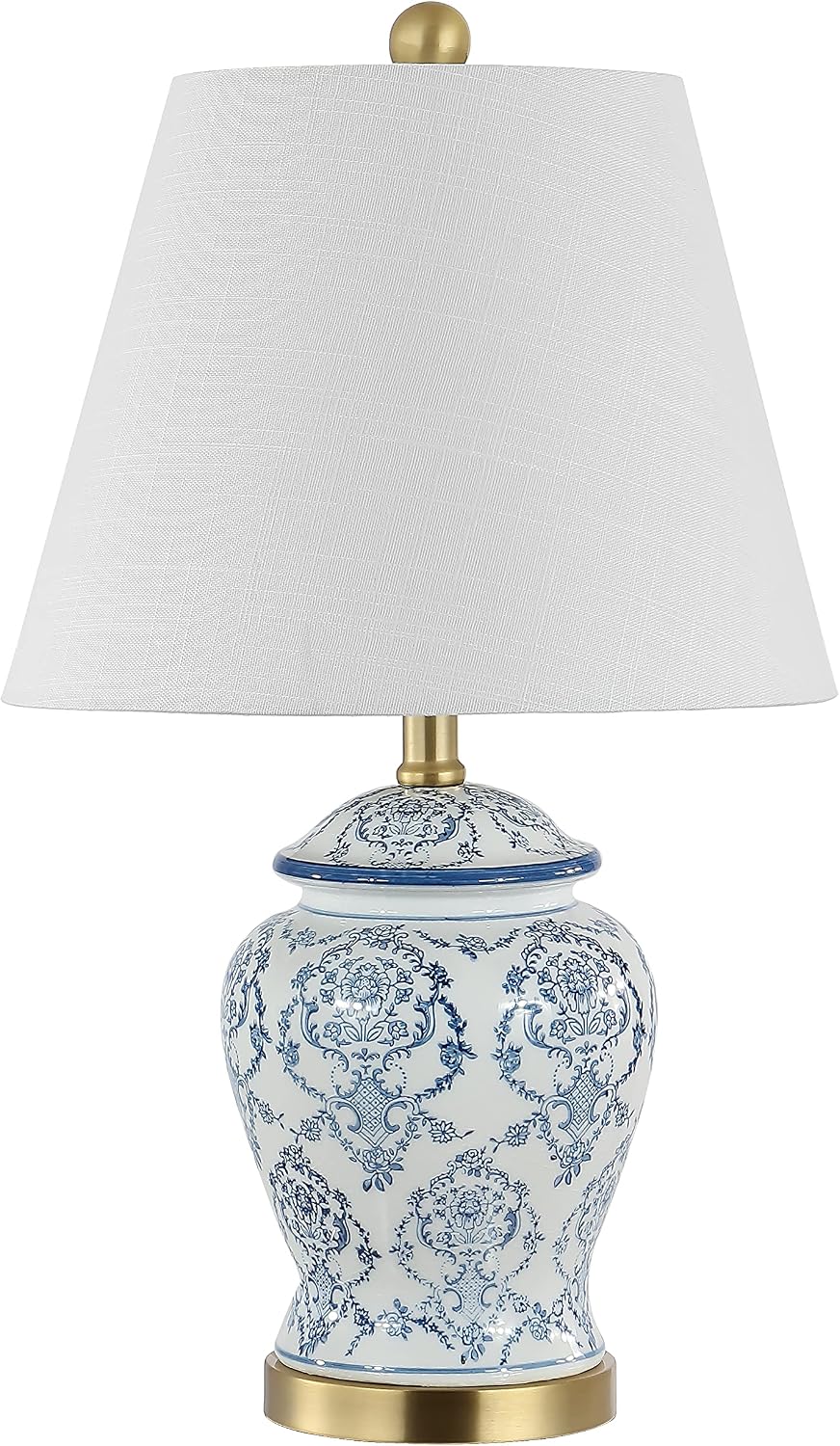 JONATHAN Y Juliana Chinoiserie Ceramic Urn Table Lamp 22.25", Blue/White