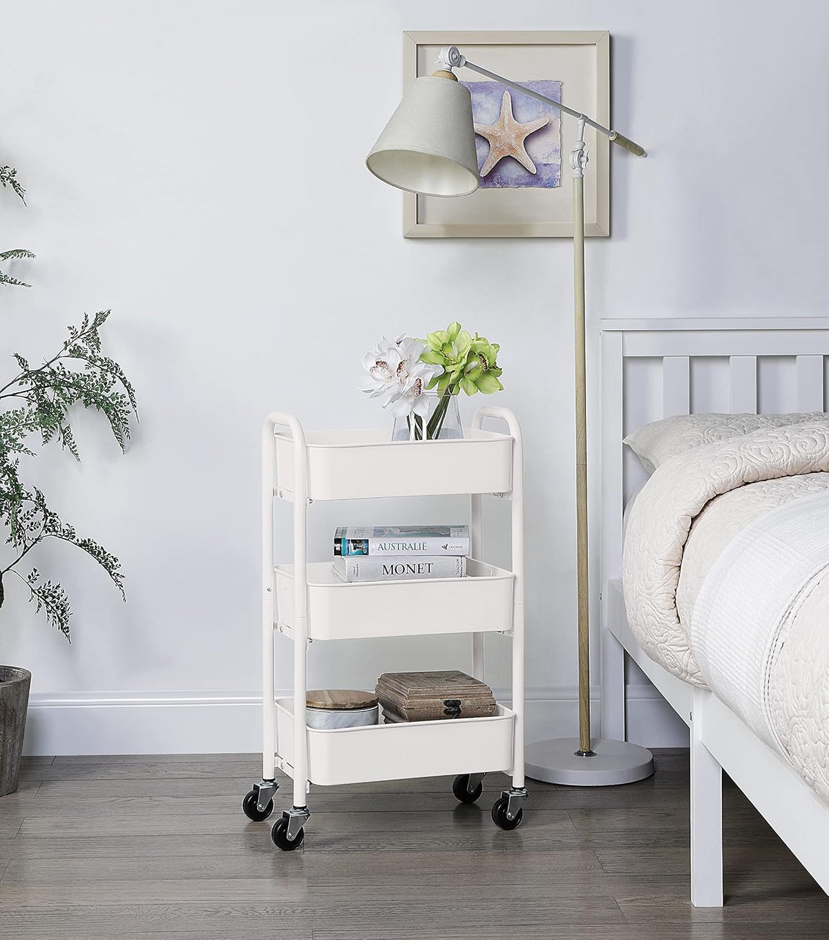 SunnyPoint 3-Tier Delicate Compact Rolling Metal Storage Organizer - Mobile U...