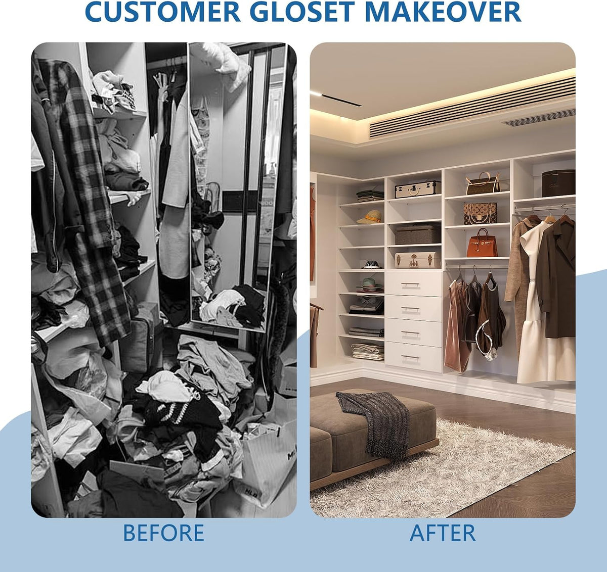Modular Closet, 46" Wide Organizer with Tower and Drawers, Wood Tower St...