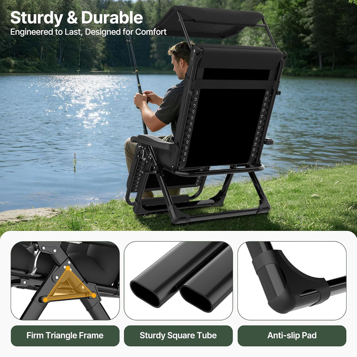 Suteck Zero Gravity Chair with Canopy,33In XXL Oversized Lounge Chairs
