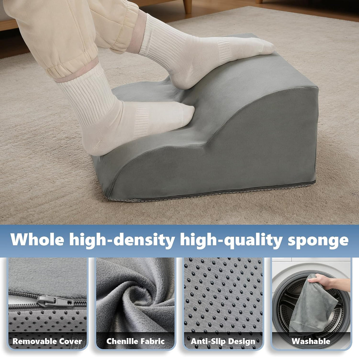 Foot Rest Under Desk for Office, Ergonomic Adjustable Footrest with Washable ...