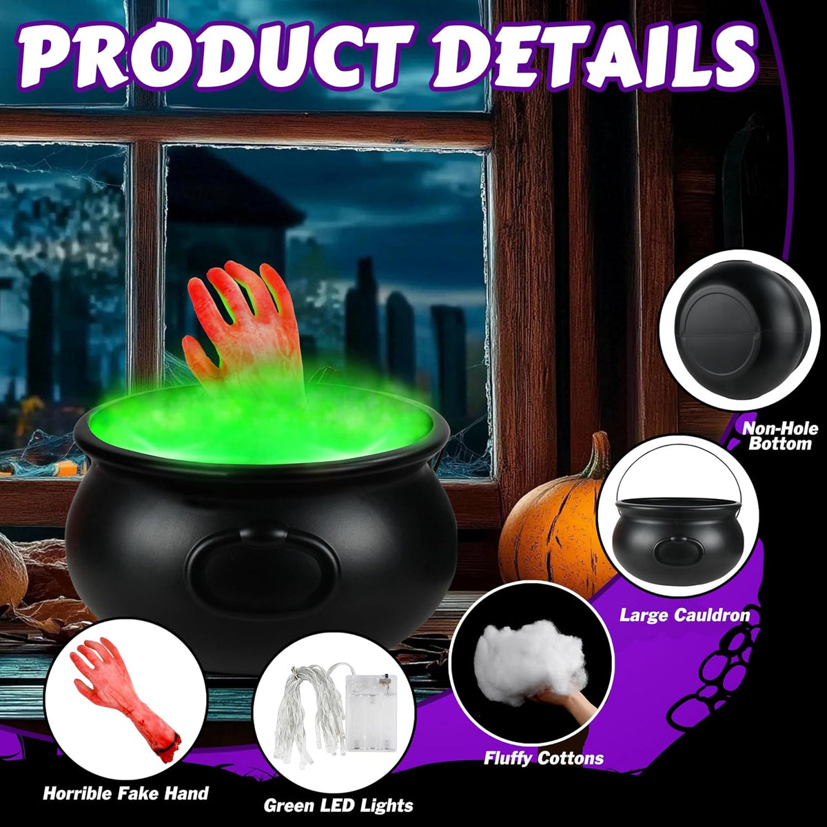 Halloween Decorations Outdoor, 12.6” Large Witches Cauldron Kettle on Tripod ...