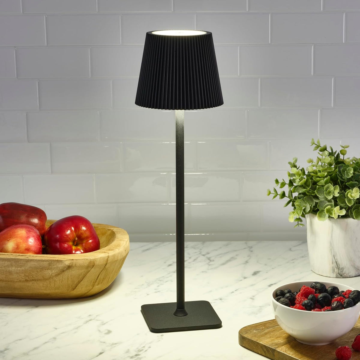 Mikasa Rechargeable Cordless LED Table Lamp 14.8-Inch Black