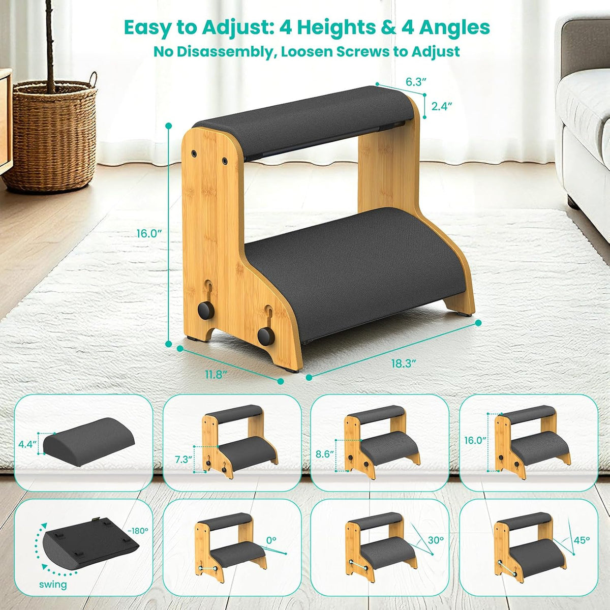 YEASHEIN 2-Tier Adjustable Office Foot Rest Under Desk at Work, 8 Positions