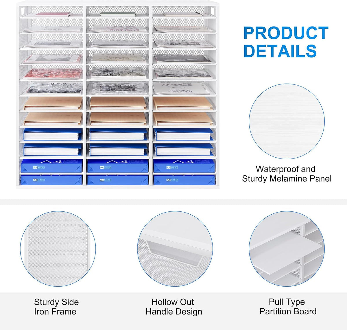 Mail Sorter Adjustable Countertop Mail Holder, Heavy Duty Literature Organize...