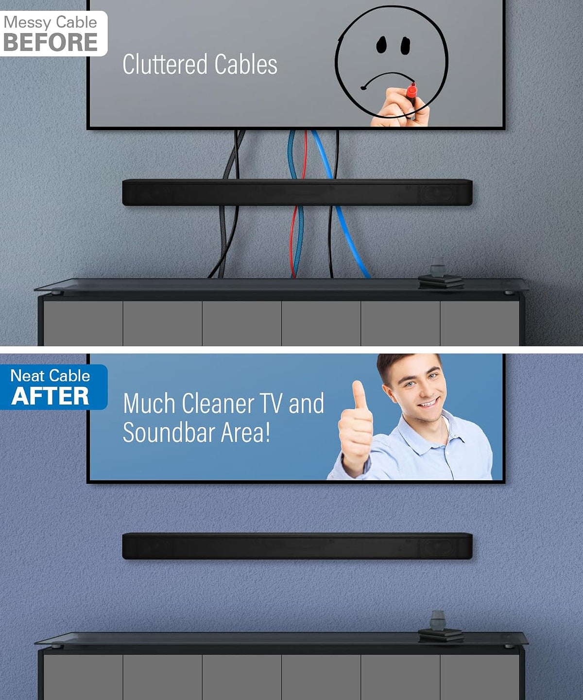 in Wall Cable Management Kit for Mounted TV & Soundbar - Cord Hider For W...