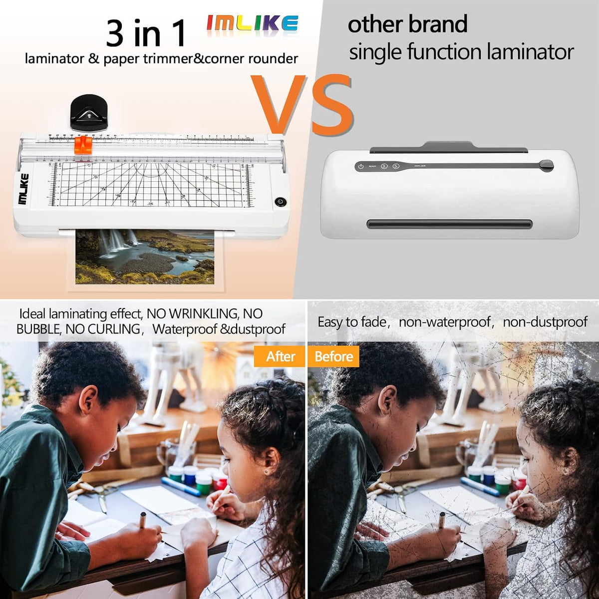 IMLIKE A4 Laminator Machine With Paper Trimmer: 6 in 1 Hot Laminator, 10 Shee...