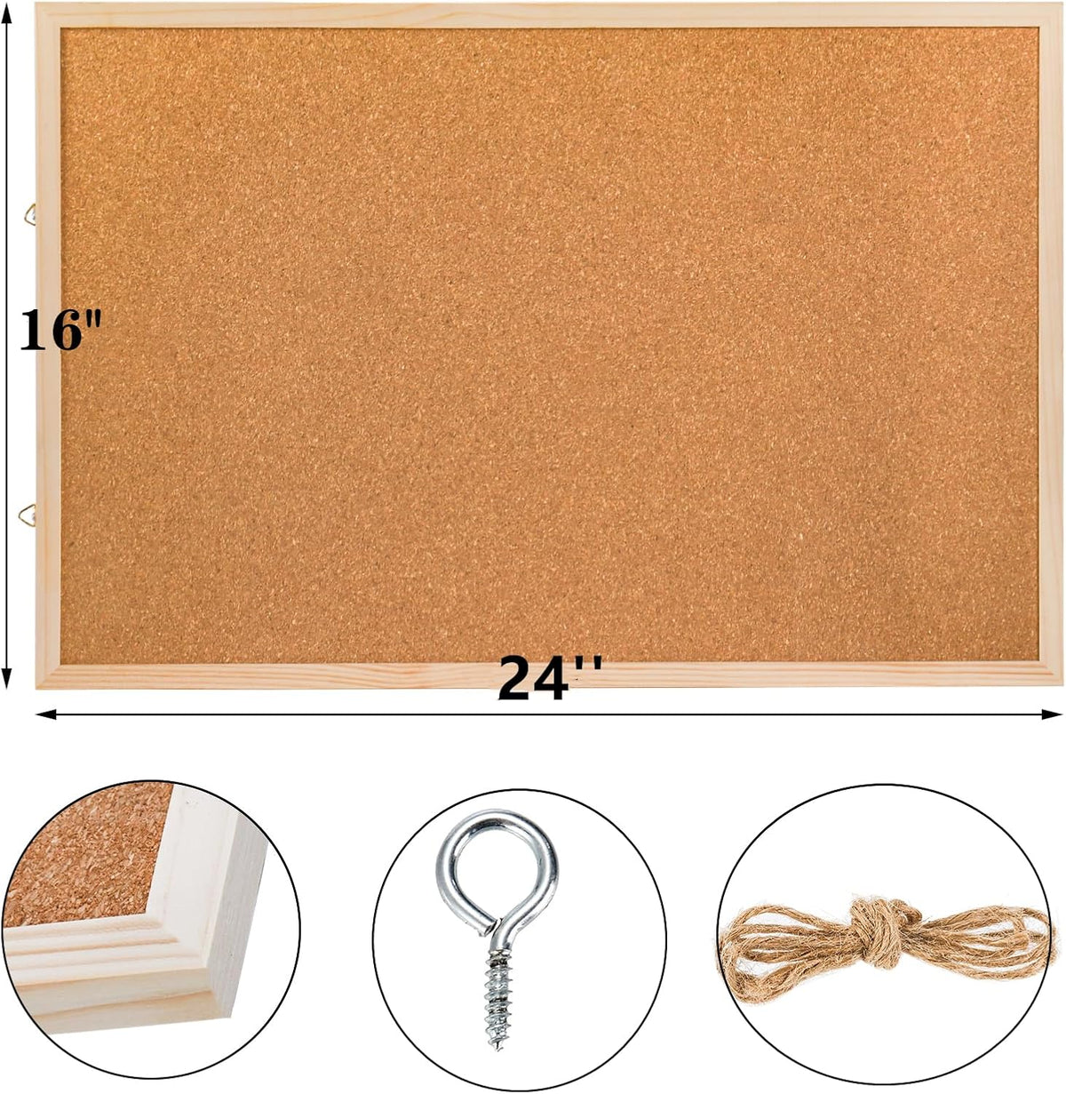 Lyellfe 3 Pack Cork Boards for Walls, 24''L x 16''W Large Bul...