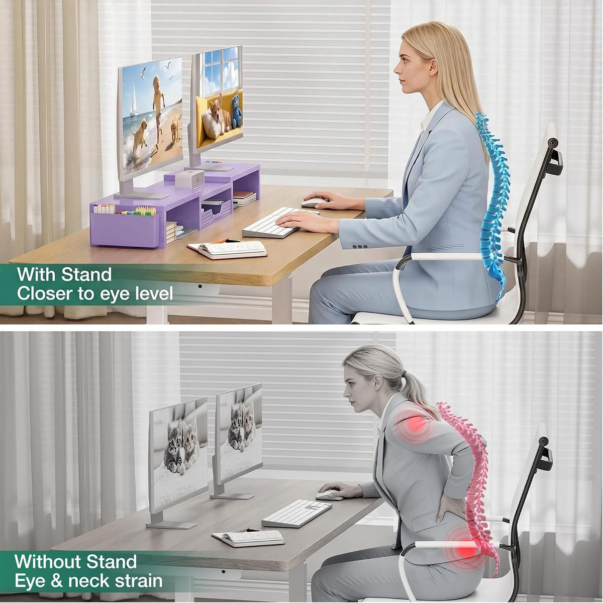 OPNICE Desk Organizer and Accessories, Computer Monitor Stand Riser with Draw...