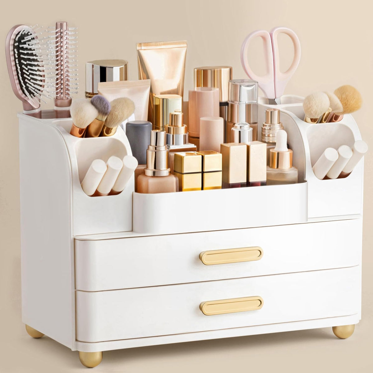 HBlife Makeup Organizer for Vanity with Brush Holder, Large Bathroom Countert...